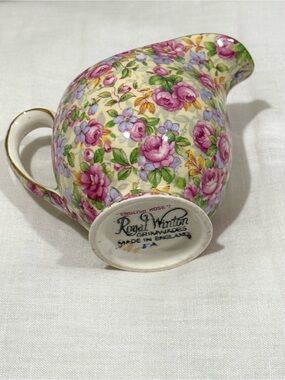 Vintage Royal Winton Floral Porcelain Creamer English Rose in Pink & Green